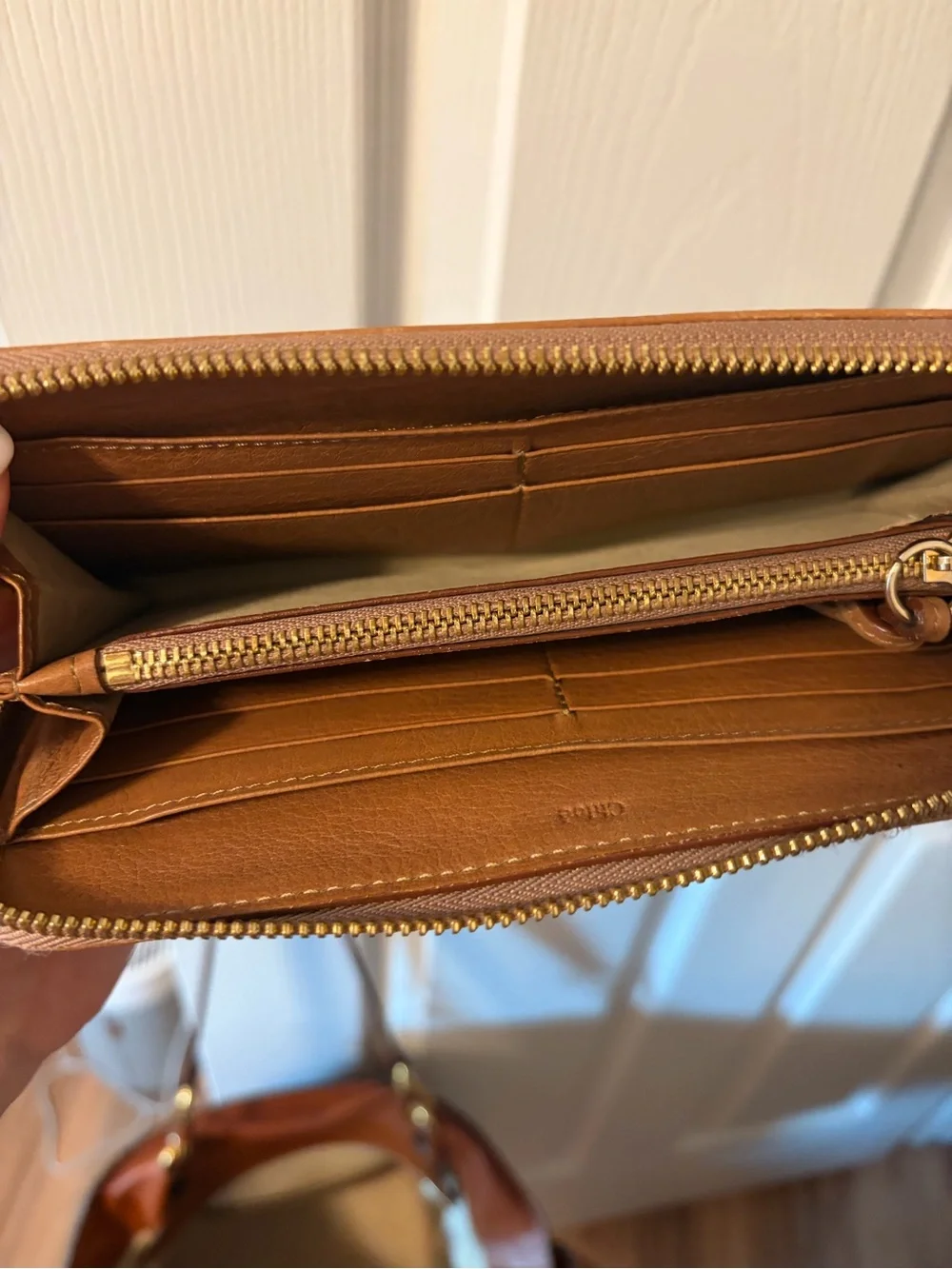 Chloe Leather Bow Long Zippy Wallet